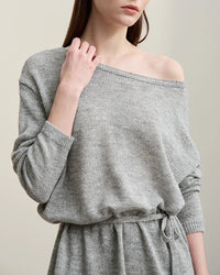 Stylish Round Neck Off-Shoulder Tie Sweater