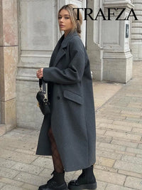 Double-Breasted Long Wool Coat