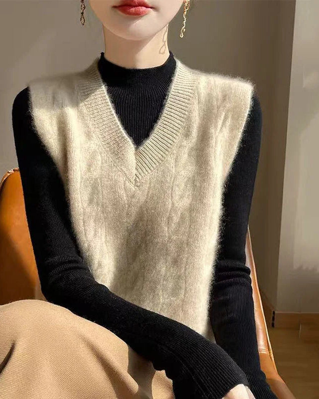 Stylish Loose V-Neck Knitted Vest