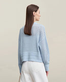 Casual Drop-Shoulder Sleeve Openwork Knit Sweater