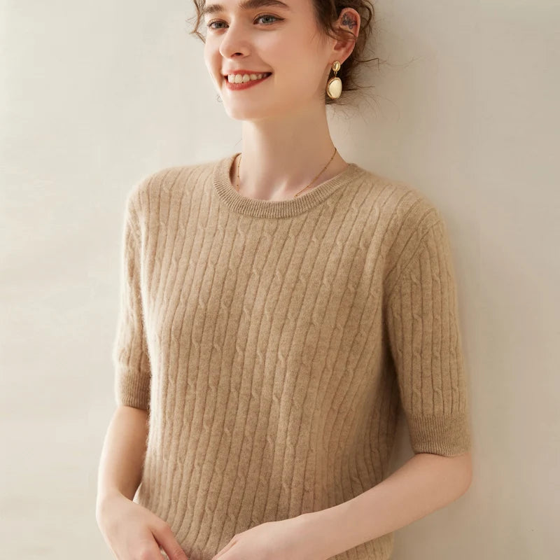 100% Cashmere Short Sleeve Pullover