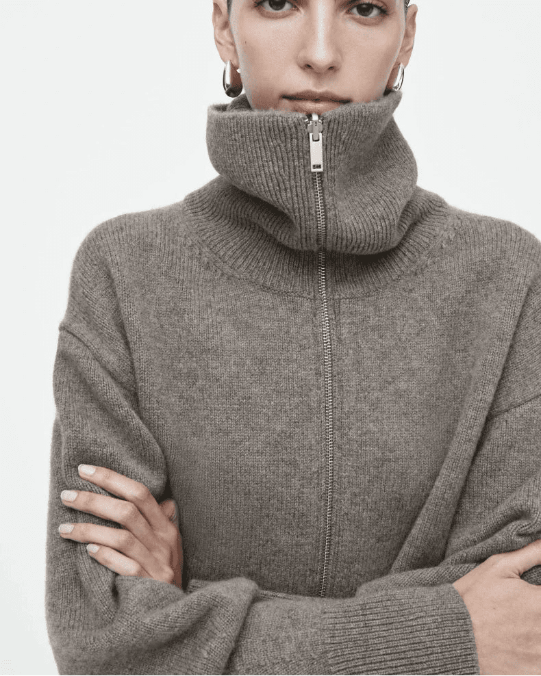 Casual Polo Collar Fitted Knitted Cardigan Sweater