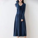 Round Neck Long Sleeves 100% Wool Knitted Dress