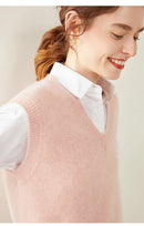 100% Cashmere V-Neck Pullover Vest