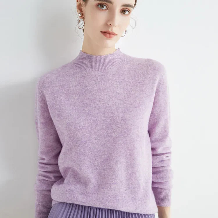 Basic Style Round Neck Wool Jumper