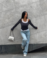 Modal Soft Long-Sleeved Color-Block Slim-Fit T-Shirt