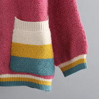 Colorful V-Neck Knitted Short Cardigan