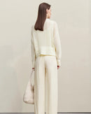 Casual Drop-Shoulder Sleeve Openwork Knit Sweater