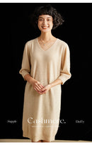 100% Cashmere Half Sleeve Sweater Dress