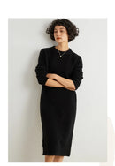 Round-Neck 100% Cashmere Knitted Dress