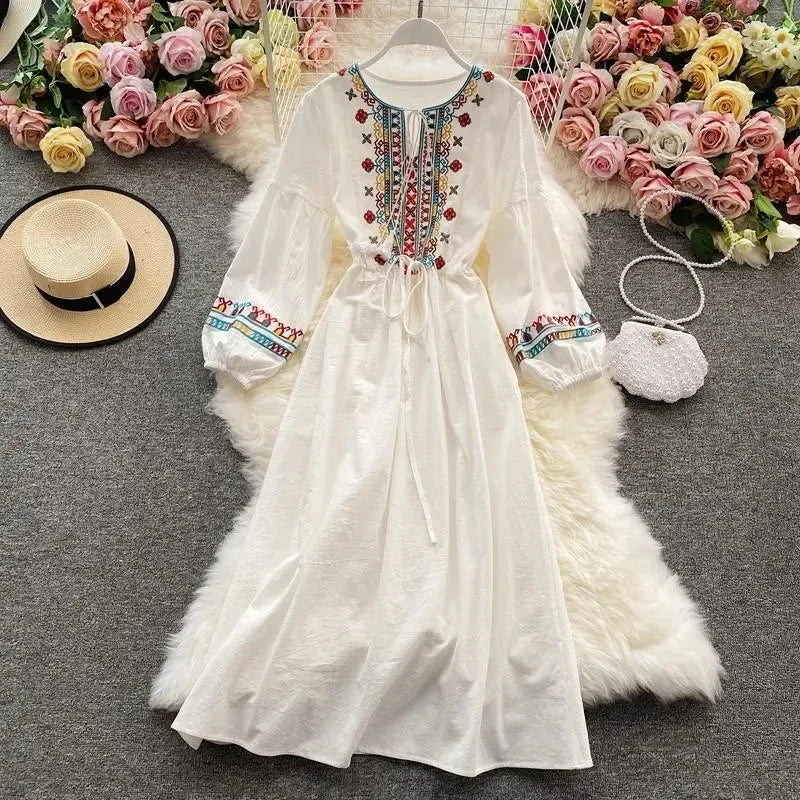 Bohemia Style Embroidery A-Line Dress