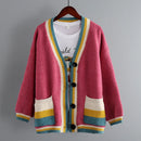 Colorful V-Neck Knitted Short Cardigan