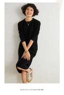 Round-Neck 100% Cashmere Knitted Dress