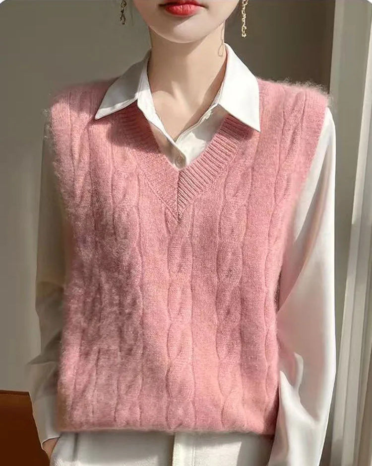 Stylish Loose V-Neck Knitted Vest