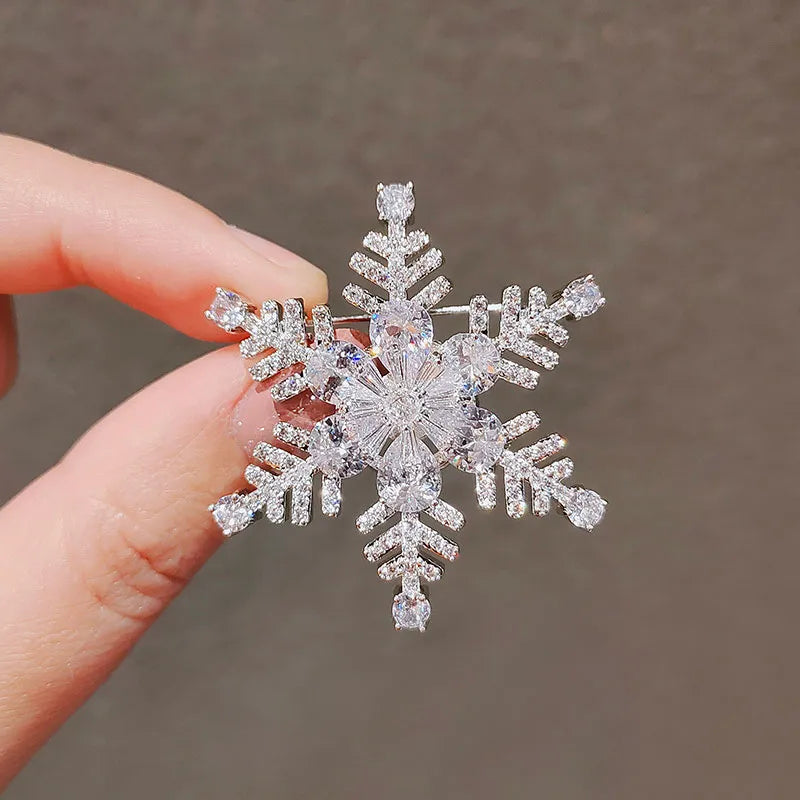 Snowflake Rhinestone Brooch Pins