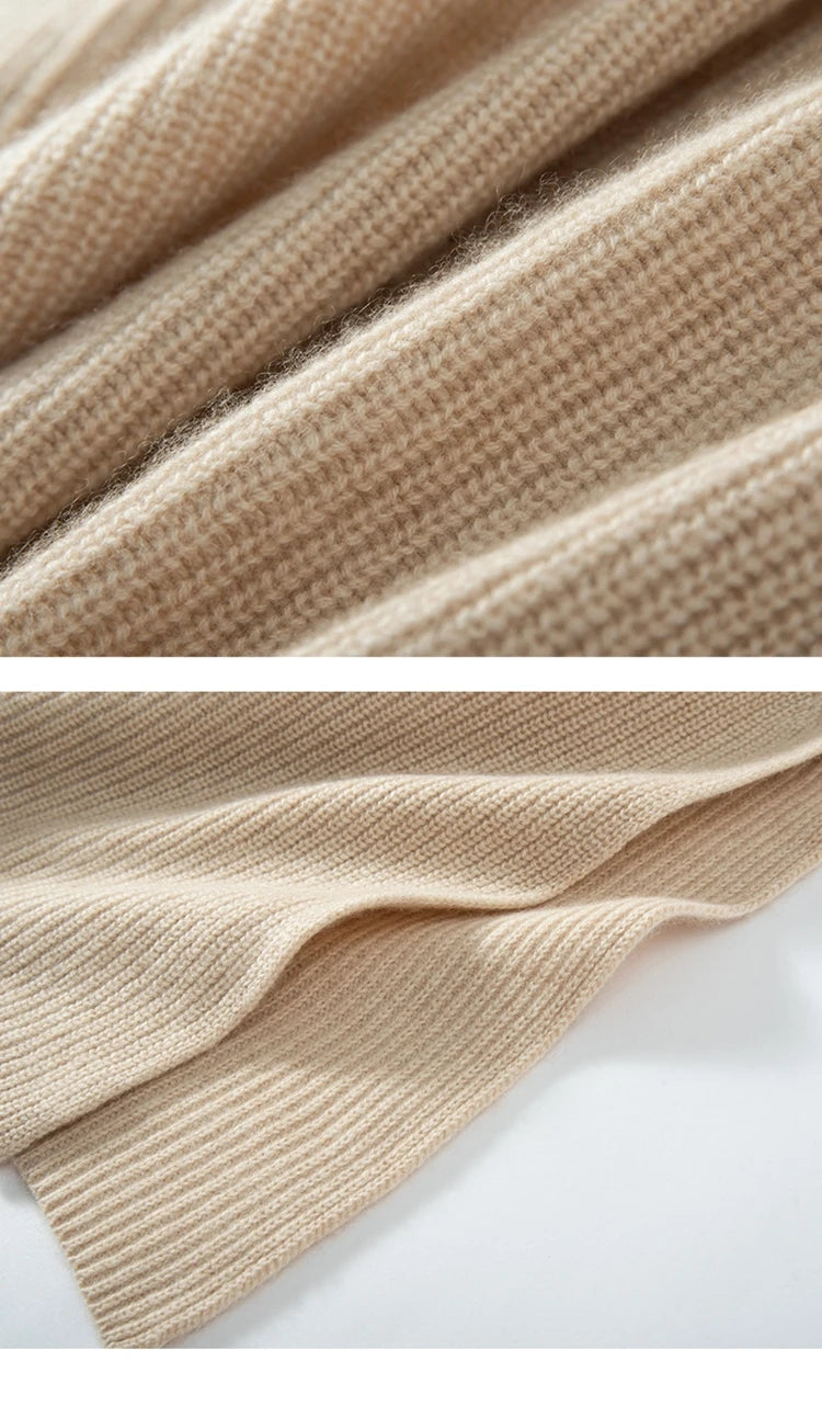 Thick Ribbed 100% Cashmere Shawl Scarf