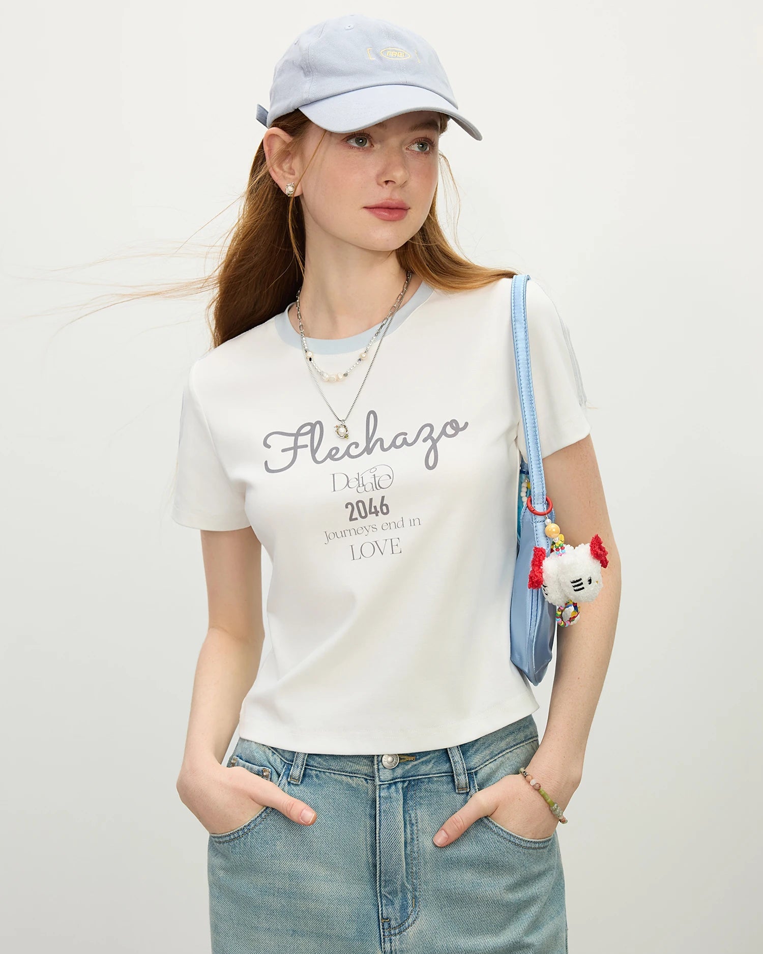 Short-Length Crew Neck Knit Sports T-Shirt