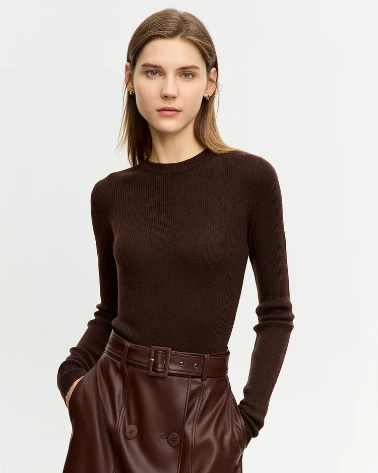 Simple Slim-Fit Wool Crewneck Sweater