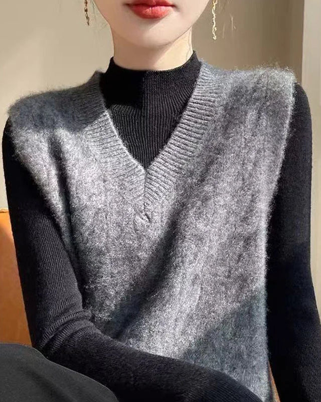Stylish Loose V-Neck Knitted Vest