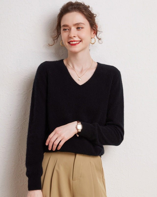 V-Neck Pure Cashmere Knit Pullover