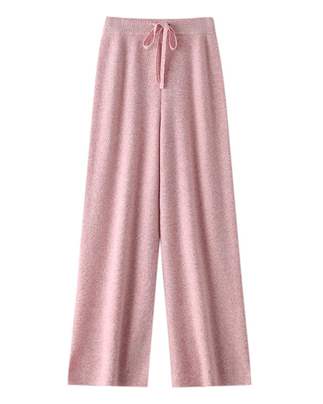 Wool Casual Drawstring Stretch Wide-Leg Pants